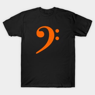 Bass Player Gift - Distressed Orange Bass Clef T-Shirt